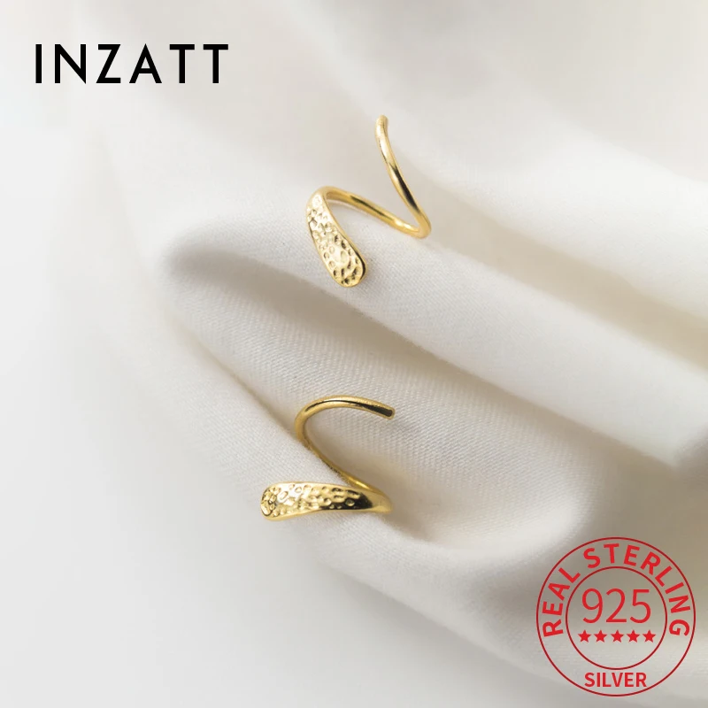 INZATT Real 925 Sterling Silver Line Spiral Shape Stud Earrings for Women Classic Fine Jewelry 2024 Minimalist Accessories