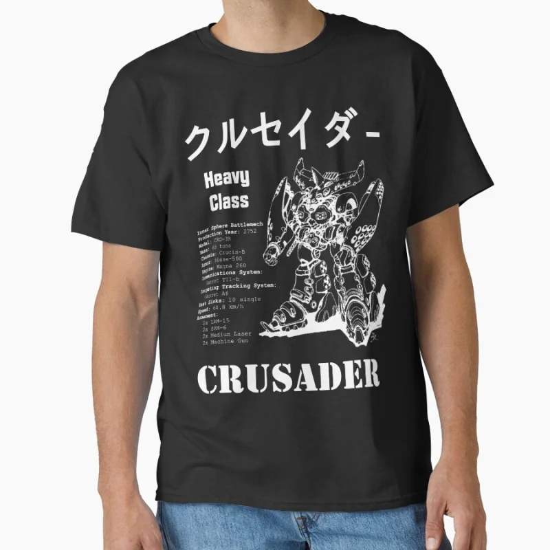 

Crusader 1024 Battletech Robot warrior Mecha war Video game Gift T shirt Large size Tops Anime Graphic Print Cartoon Clothes