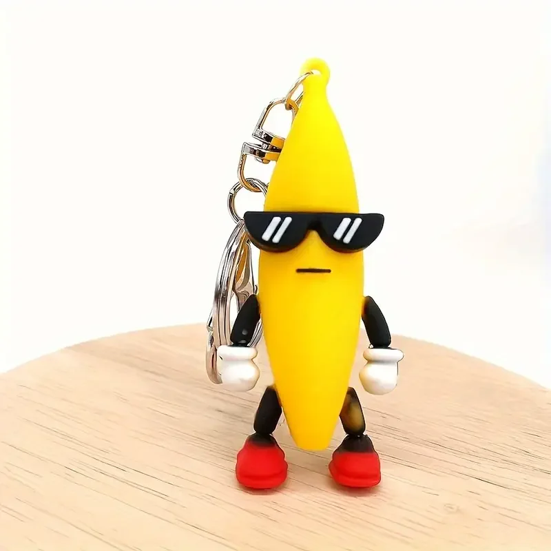 1pc Creative Trendy Cartoon Keychain Cute Banana Keyring Bag Accessory