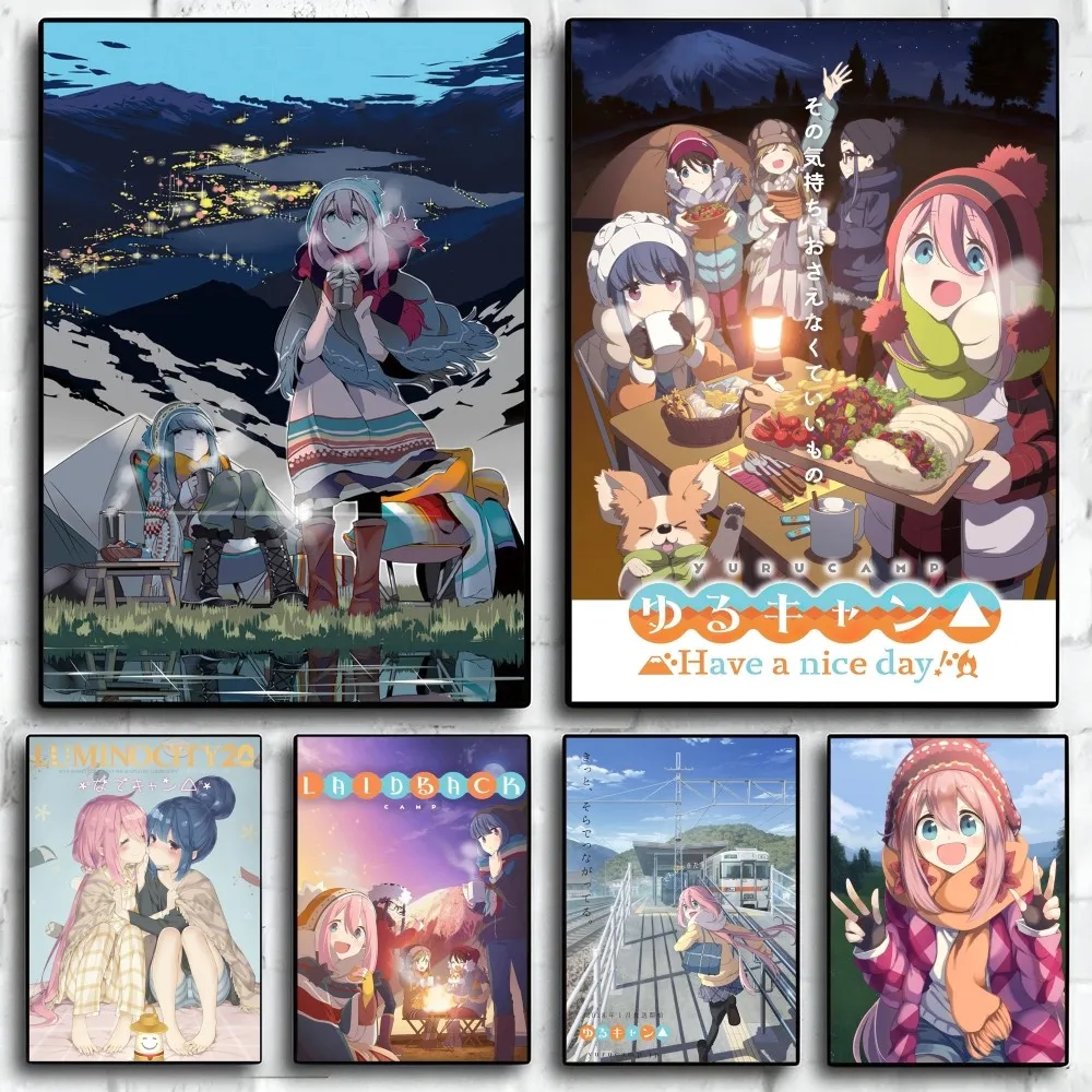 1PC Anime Yuru Camp Poster Self-adhesive Art Waterproof Paper Sticker Coffee House Bar Room Wall Decor