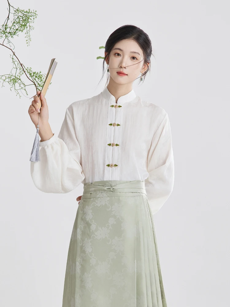 

Новая китайская белая женская юбка-миди в стиле династии Мин, зимняя, для повседневной носки, прямая, модная, в стиле Ханьфу