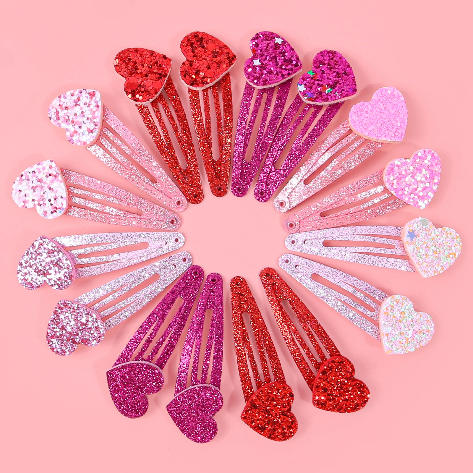 16 Stück Valentinstag Haarspangen Kinder Mädchen Glitzernde Herz Haarspangen Clips Legierung Snap Herz Haarspange Kinder Mädchen Haarschmuck
