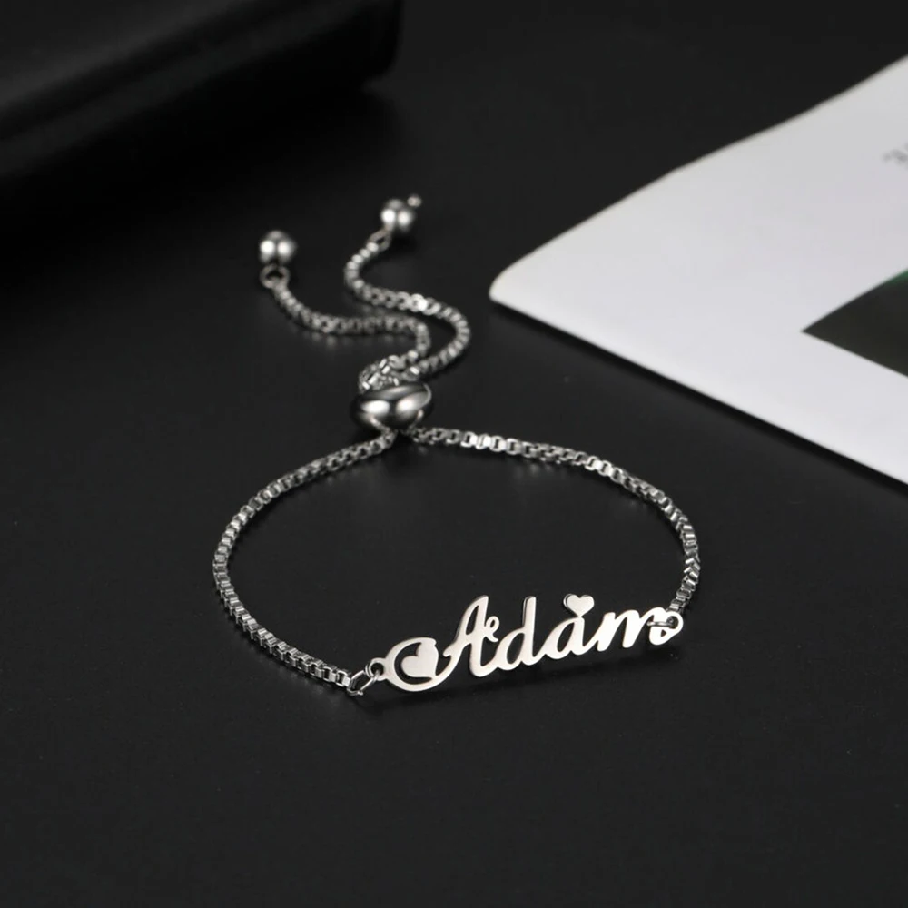 Custom Name Letter Bracelet Stainless Steel Bracelet Unique Retractable Design for Your Baby