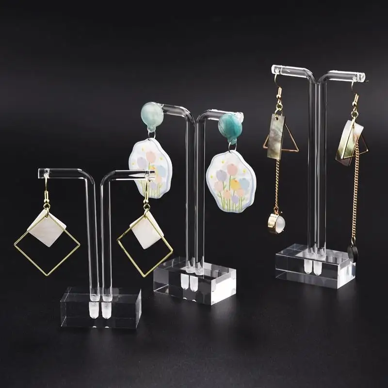 Fashion Style Clear Acrylic Earrings Display Holder Acrylic Jewelry Display Holder T Shape Stud Earrings Drop Earrings Showcase