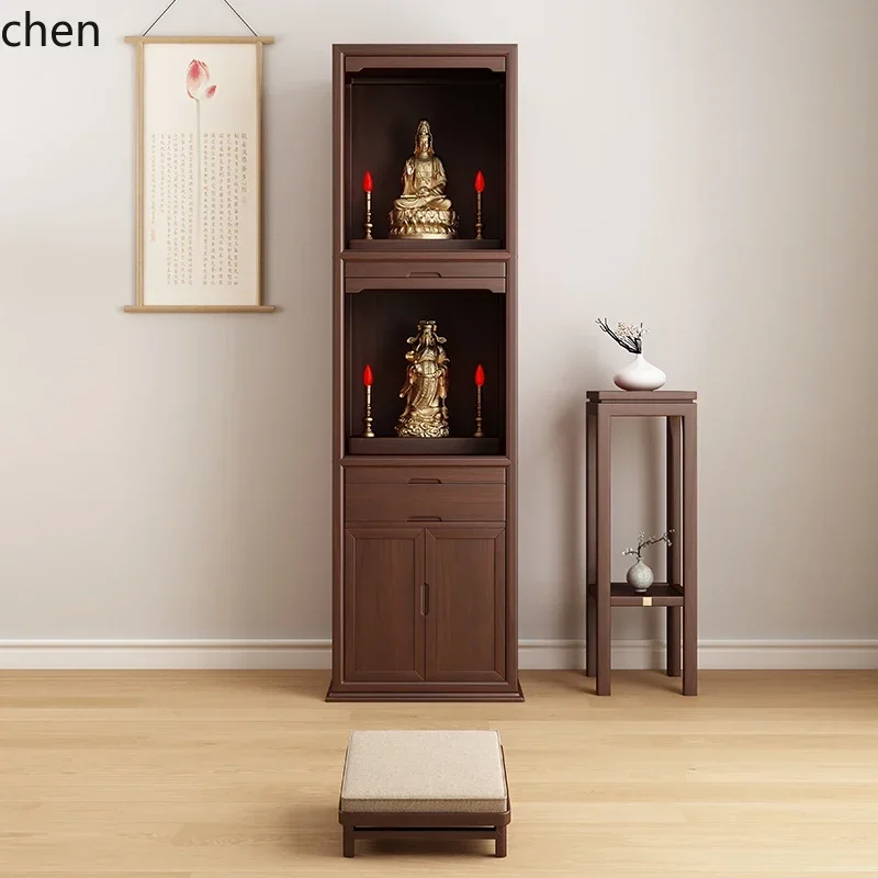 b3 solid wood shrine offering table household three-layer Buddhist shrine standing cabinet incense cabinet landlord shrine