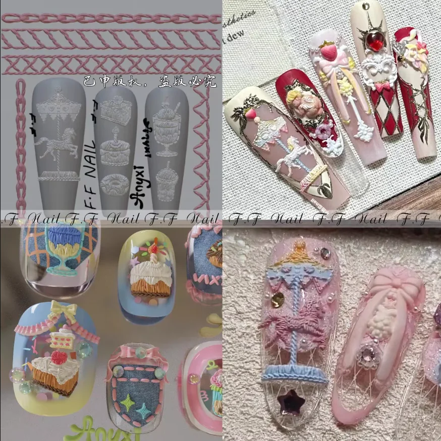 

1pc Ripple Lotus Koi Mushroom Ice Flower 3D Acrylic Mold Nail Art Decorations Nails DIY Design Silicone Nails Mold