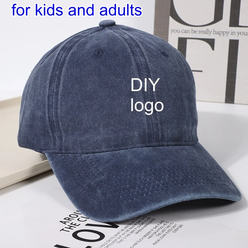 Nombre personalizado Texto bordado papá sombrero no estructurado ajustable hebilla de metal algodón vintage lavado gorra de béisbol golf para