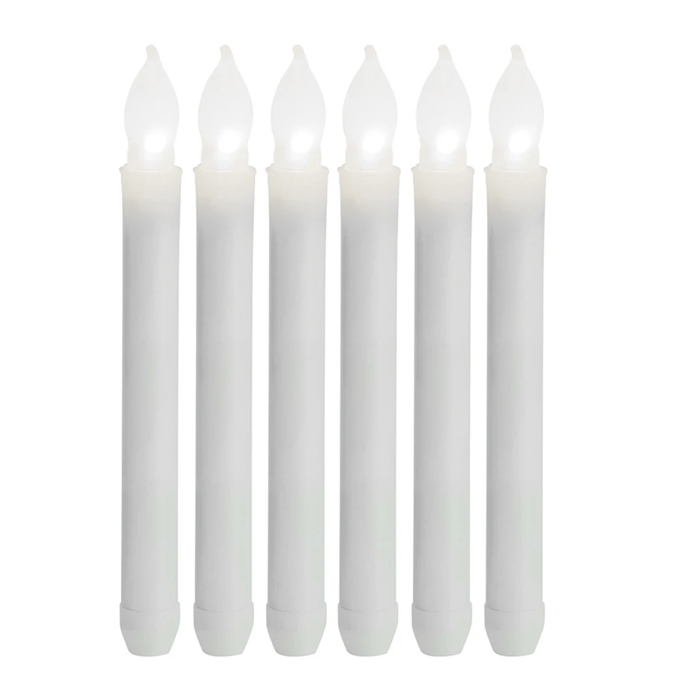 

6Pcs LED Flameless Taper Candles Operated Wedding Party Festival Decor Lights Safe Wax Lights