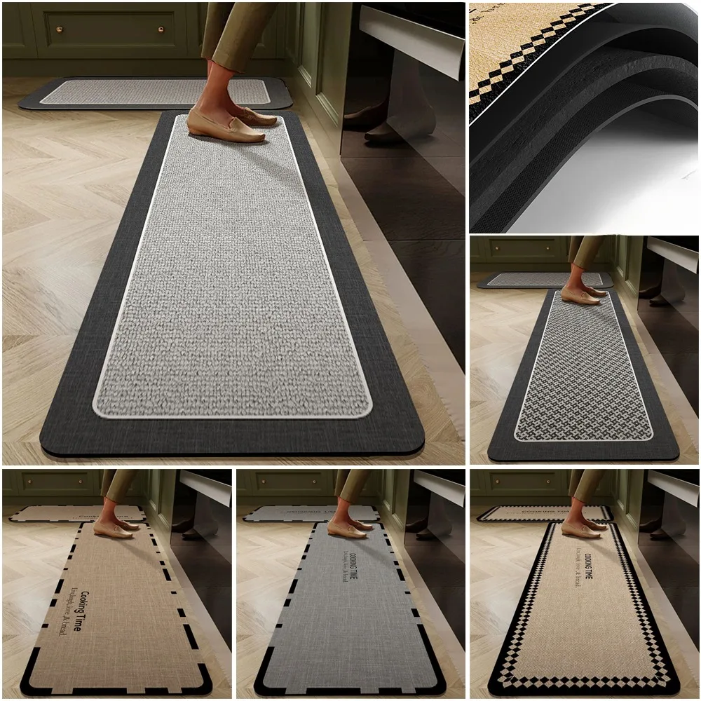 

Washable Non-slip Kitchen Rug Kitchen Decor Rug Simple Bathroom Mat Living Room Hallway Absorbent Long Carpet Entrance Doormat