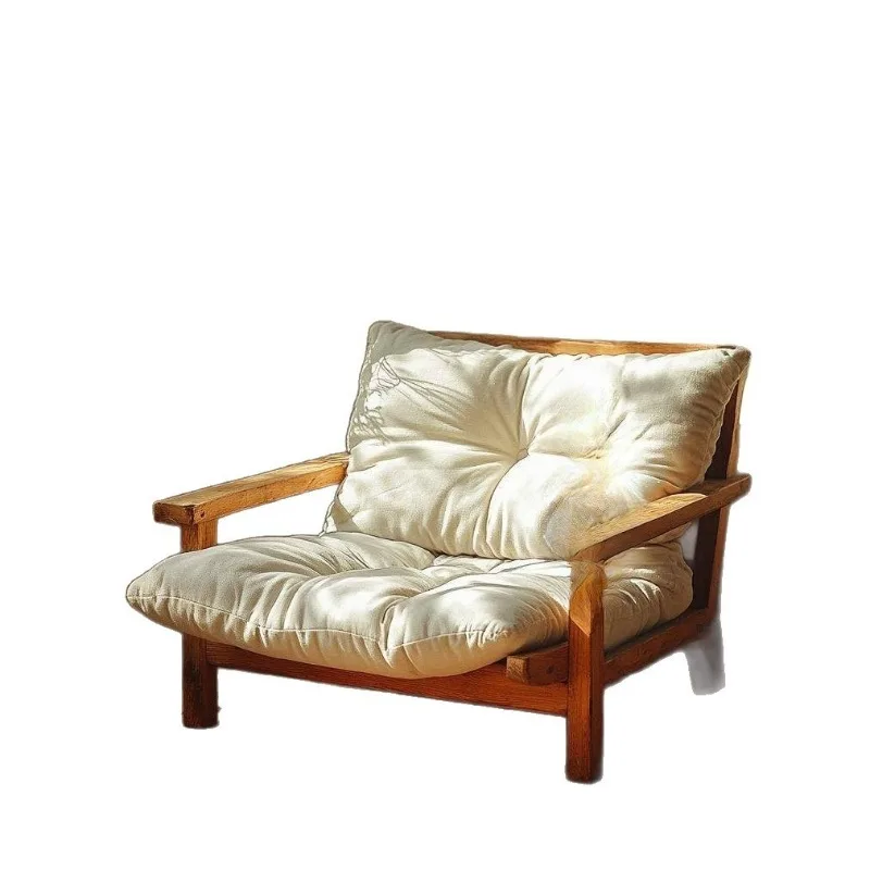 Solid wood sofa cloud fabric modern simple size Japanese-style bed and breakfast living room log cream wind