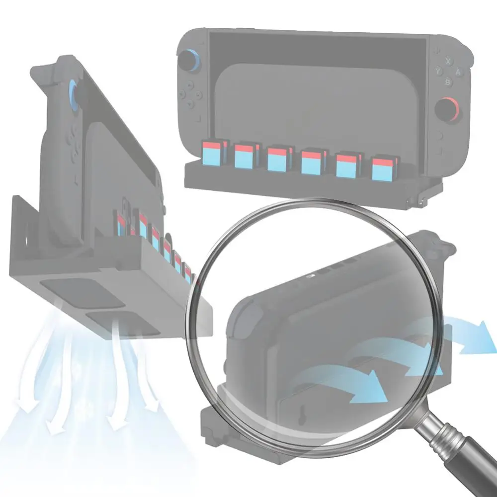 

Настенное крепление с отсеками для игровых карт и держателем для Joy-Con, металлический настенный кронштейн, органайзер для хранения аксессуаров Nintendo Switch2