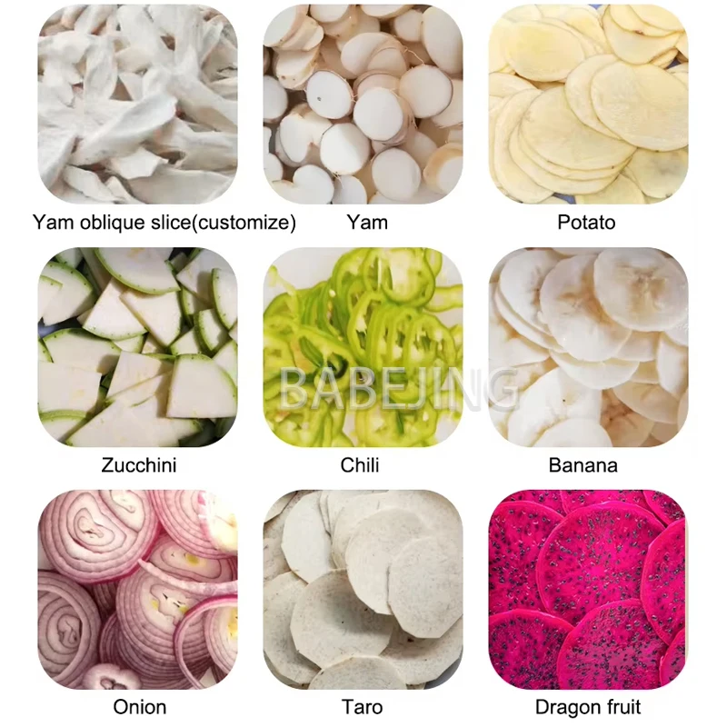 قطاعة الخضار والفواكه متعددة الوظائف من BABEJING بسمك قابل للتعديل، قطاعة البطاطس الحلوة الأوتوماتيكية بالكامل