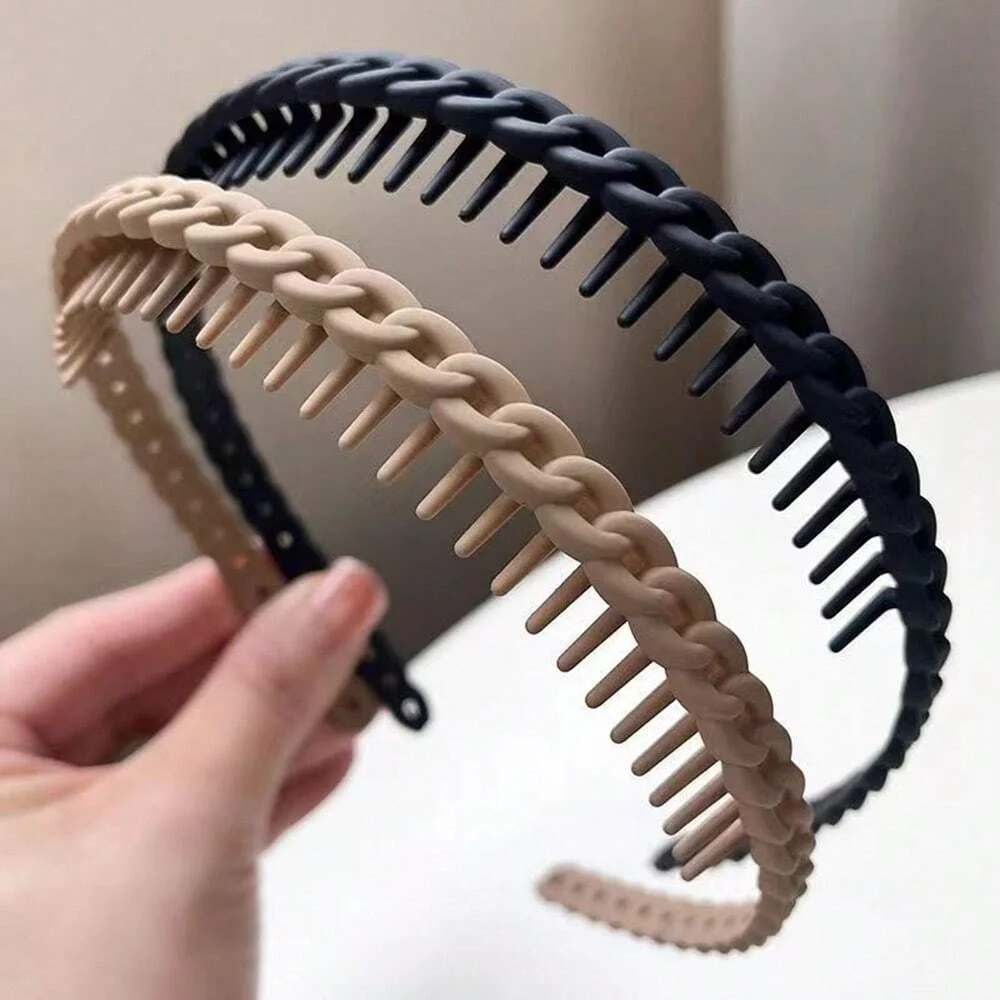 1/3pcs Female Headwear For Broken Hair Card Head Hoop With Teeth Frosted Braid Headband Non-Slip Hairband Casual Headband