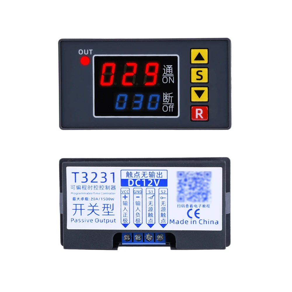 AC 110V-220V 12V/24V Cycle Time Timer Delay Relay T3231 Dual Digital Display Timing Adjustable 0-999 Power Supply Thermolator