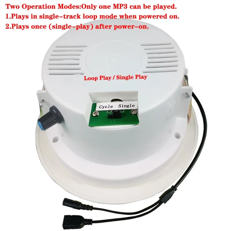 10W Voice Player Active Ceiling Cpeaker Built-in Amplifiers Single Tune Circulation or Single Play