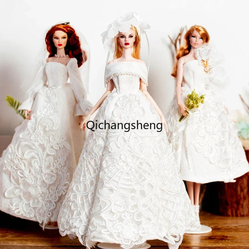 1/6 BJD Doll Clothes Handmade Advanced Customized Wedding Dress for Barbie Clothes Outfits Gown 11.5