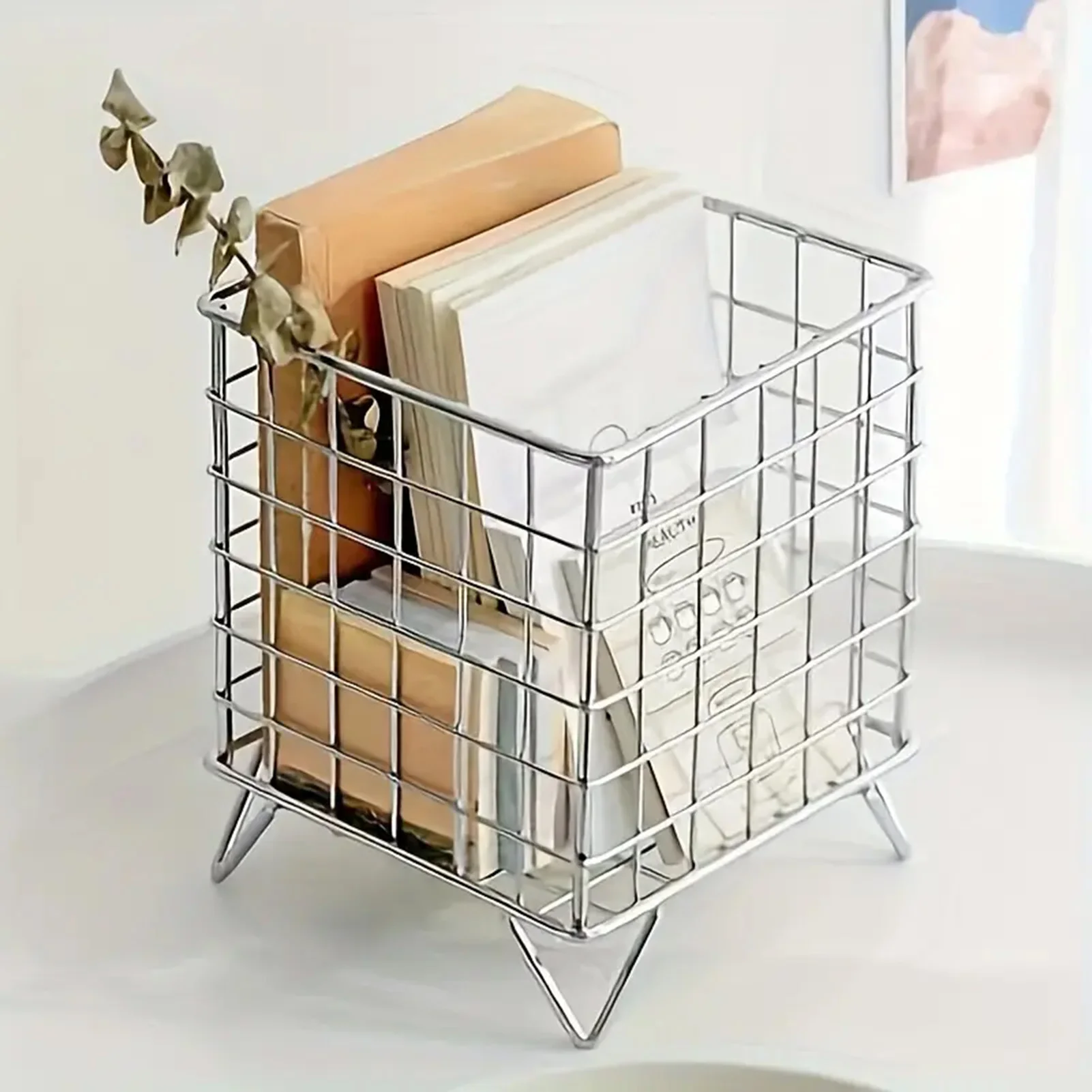 

Iron Storage Basket Office Desktop Cosmetic Sorting Baskets Kitchen Seasoning Jar Organizer Iron Box Sundries Storage Basket