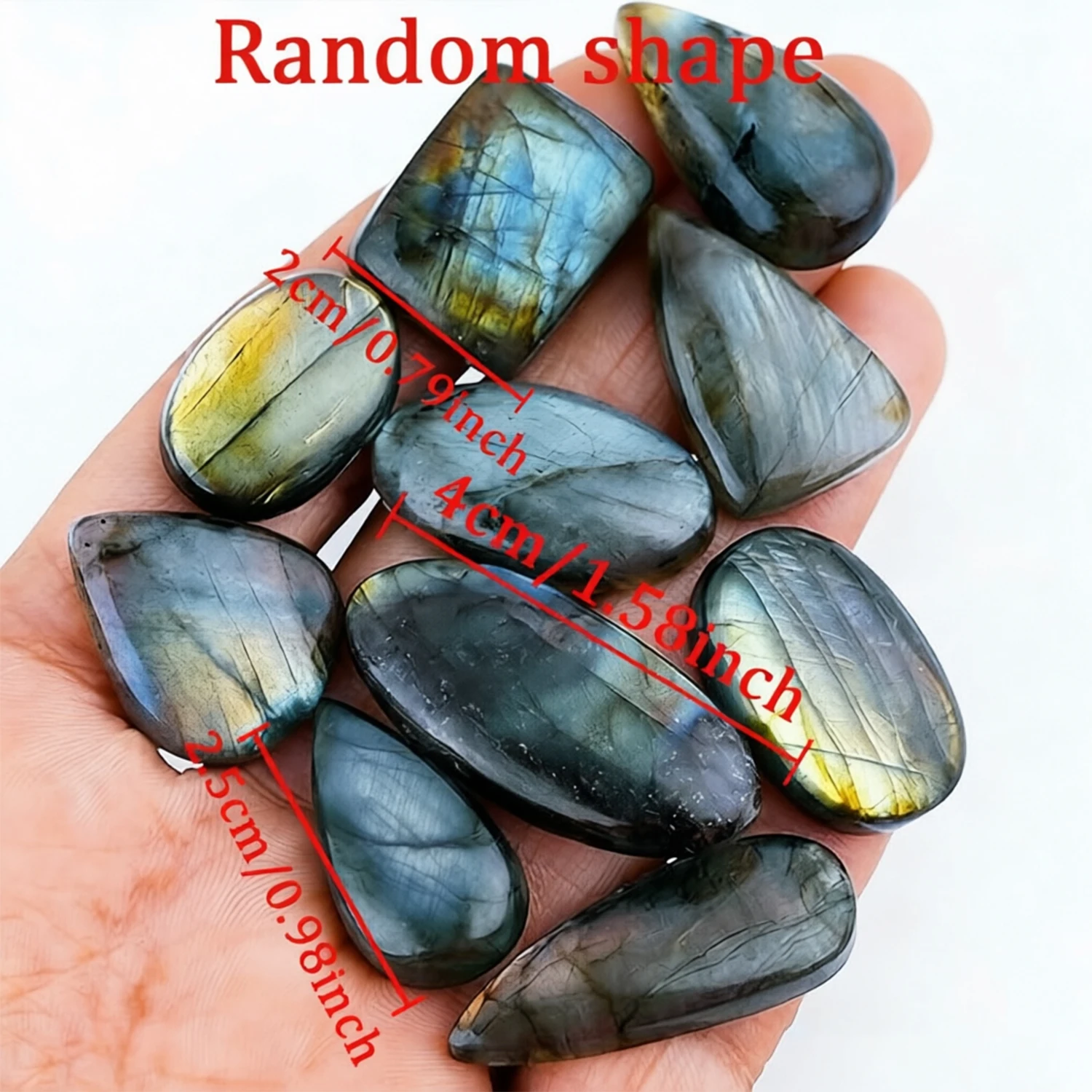 5pcs Bulk Natural Labradorite Cabochon Polished Flatback Stone DIY Making Stone Crafts Oval & Pear and Multiple Geometric Shapes