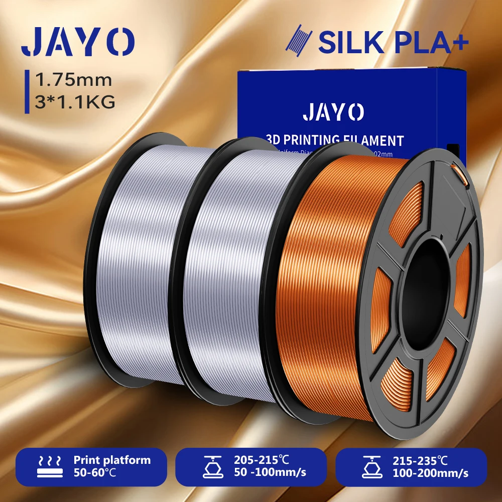 JAYO 3,3KG SILK PLA + Filament 1,75mm SILK PLA Plus Filament Glatte, seidig glänzende Oberfläche 3D-Filament geeignet für FDM-Drucker