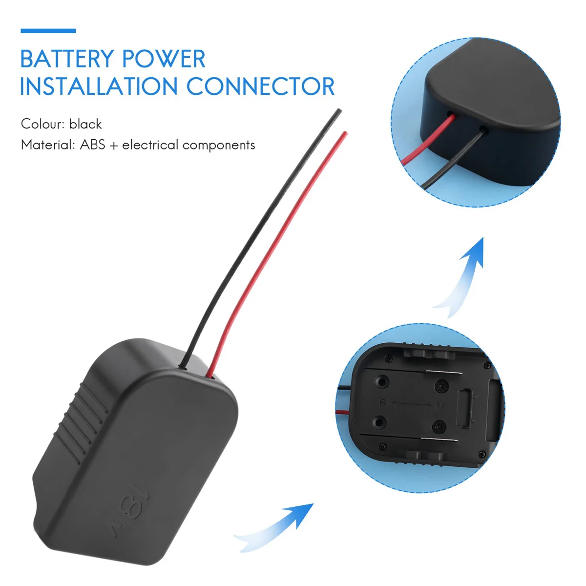 Adapter for & 18V Battery Power Mount Connector Adapter Dock Holder with 12 Awg Wires Adapter