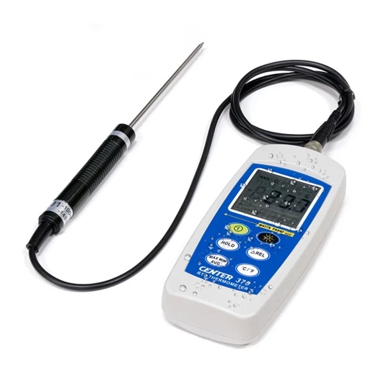 Termómetro resistente al platino de alta precisión de entrada única a prueba de agua, termómetro para alimentos, termómetro para objetos industriales CENTER-370