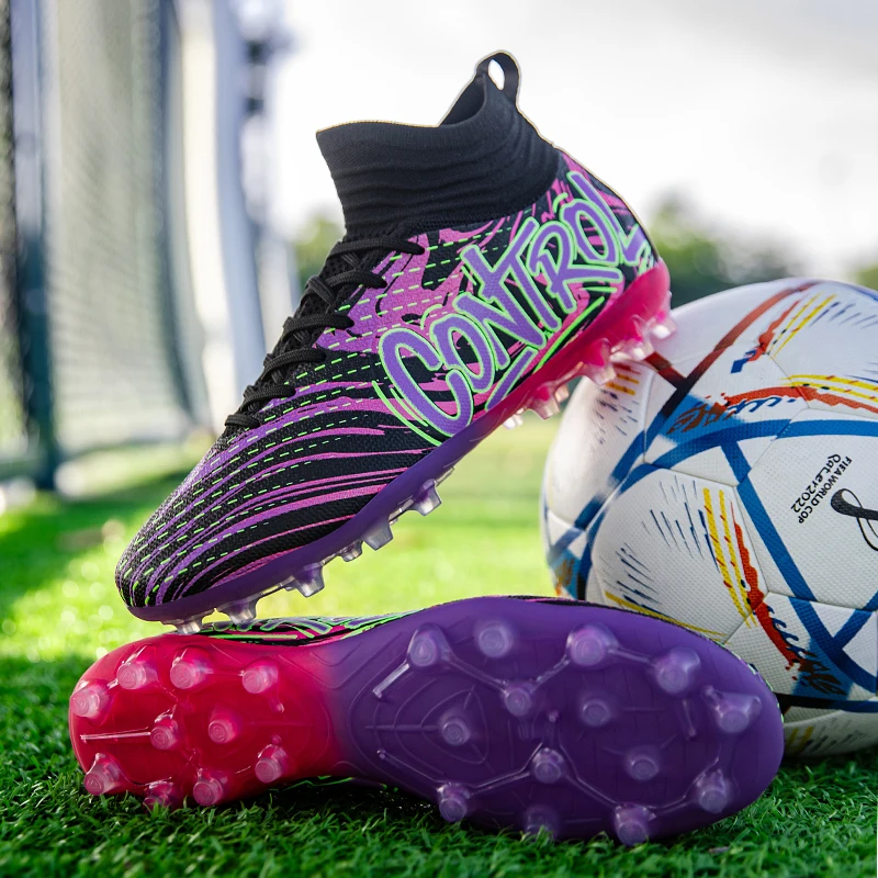 

New Men Outdoor Football Boots Soccer Shoes Cleats Match Training TF/FG Grass Ankle Long Spikes Sport Hot-selling High-quality