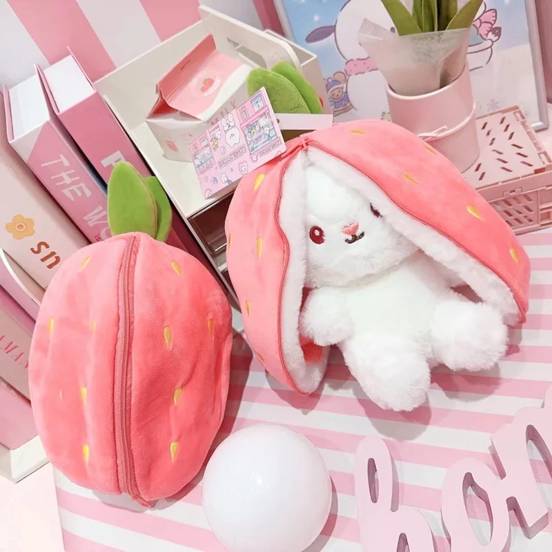 

Strawberry Rabbit Turns Into A Little Rabbit Doll Doll Carrot Rabbit Stuffed Toy Doll Throw Pillow Gives Girlfriend Gift Reward