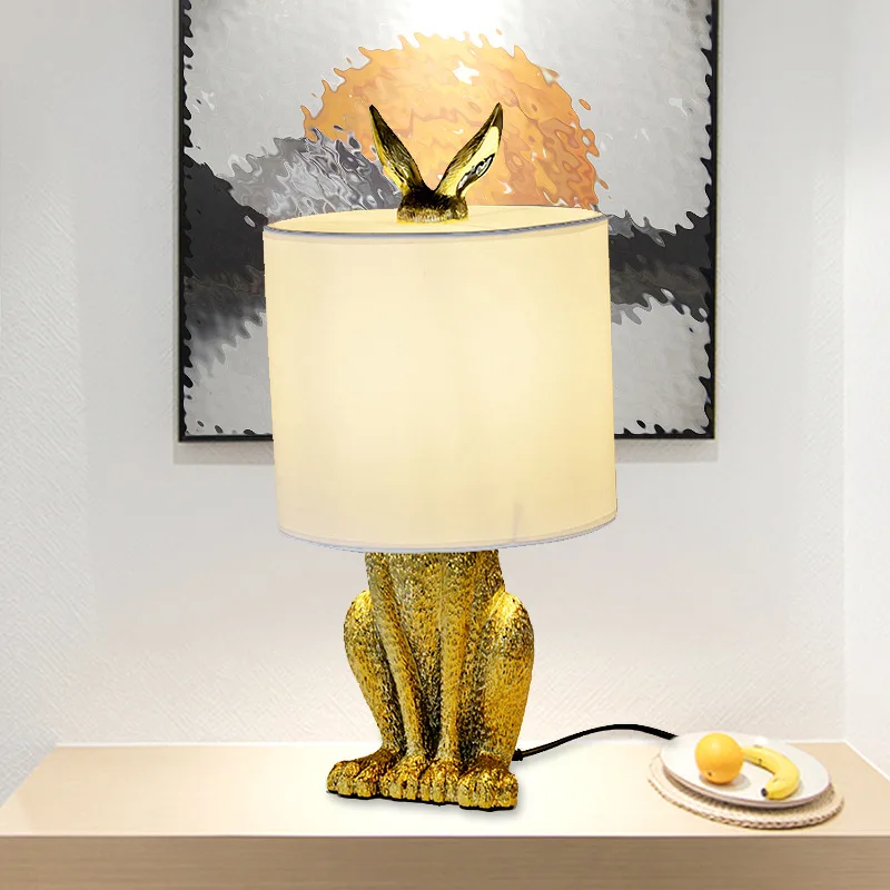 

Postmodern minimalist creative design bedroom bedside lamp masked rabbit resin