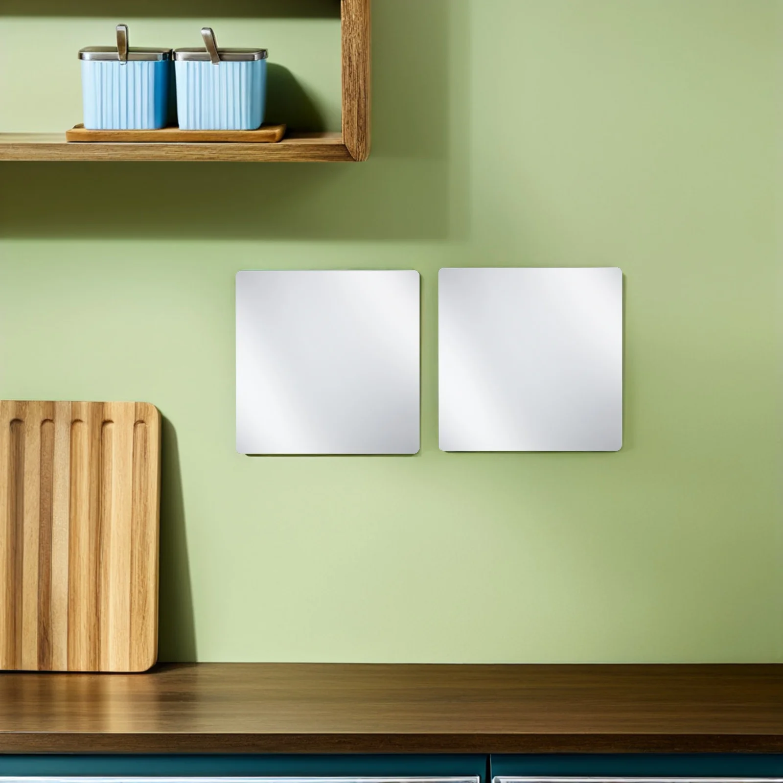 

8Pcs 15x15cm Mirror Wall Stickers Self Adhesive Acrylic Sheets Modern Frameless Square Mirrors for Wall Decor Enhanced Light