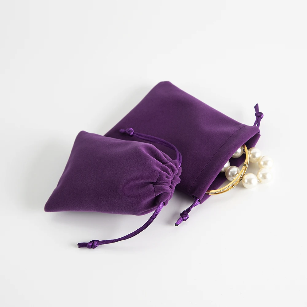 5Pcs Purple Velvet Drawstring Jewelry Accessory Bag Wedding Party Gift Packaging New Year Candy Storage Organizer Sachet Pouches