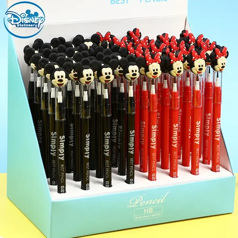 

48pcs Disney Cartoon Pencil Mechanical Refill Free Pencil Display Box Mickey Mouse Children Learning School Writing Supplies