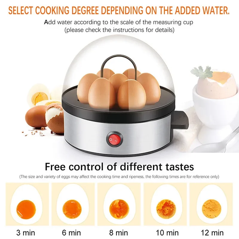 Electric Egg Cooker Rapid Boiler for Soft, Medium, Hard Boiled, Poached, Steamed Eggs - 7-Egg Capacity