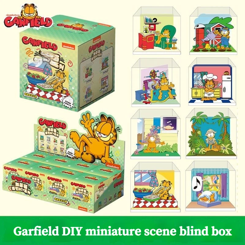 Minso Genuine Garfield Miniature Scene Series Blind Box Handmade DIY Puzzles Cartoon Desktop Ornaments Decorative Children's Toy