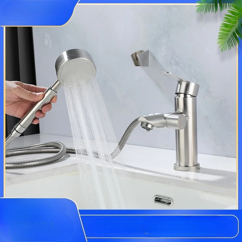 

Multi-functional Washbasin Faucet Shower Set 304 Stainless Steel Dual-purpose Hot and Cold Washbasin Faucet Shower Head Set