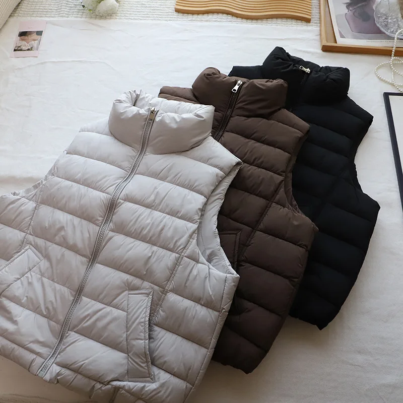 

Модный жилет в рубчик небольшого размера с воротником-стойкой, женский теплый хлопковый жилет-джат, верхняя одежда, осень-зима, Новое поступление