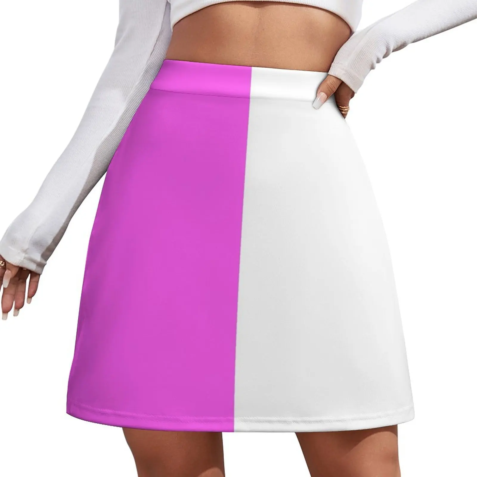 

Half Pink Half White Leggings Mini Skirt Summer skirt Miniskirt