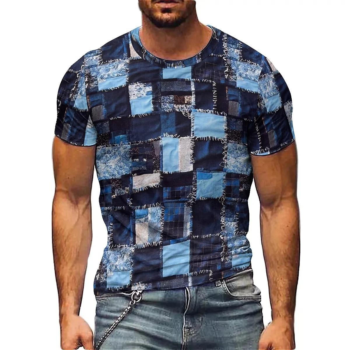 Holiday Costume Vibrant Colorful Men's 3D Printed Short-Sleeve T-Shirt - Relaxed Fit Top
