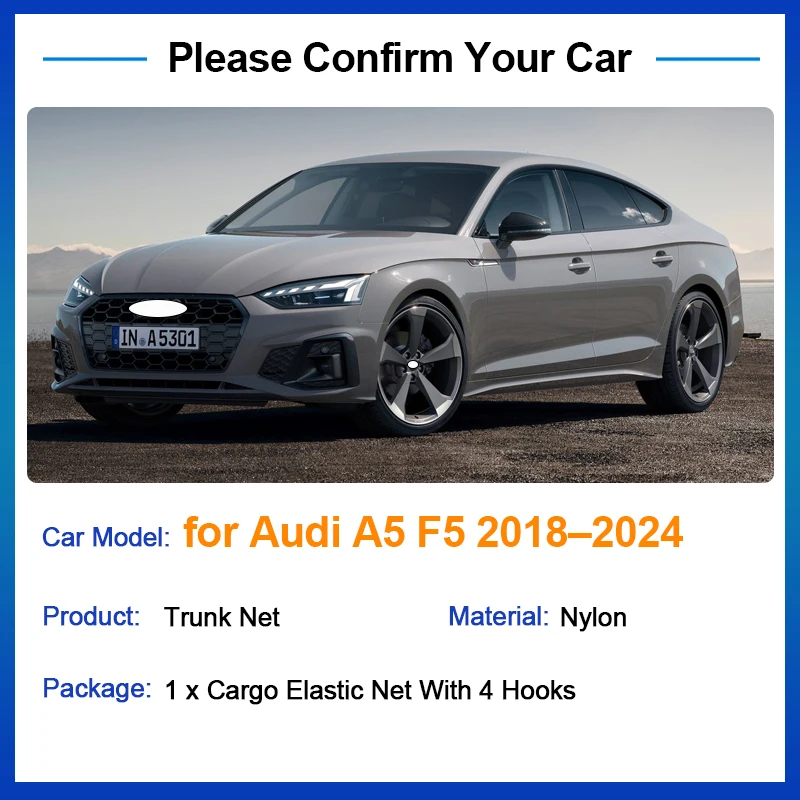 70x70 Auto for Audi A5 F5 2018 2019 2020 2021 2022 2023 2024 ملحقات صندوق السيارة صندوق الأمتعة شبكة تخزين مرنة جزء منظم