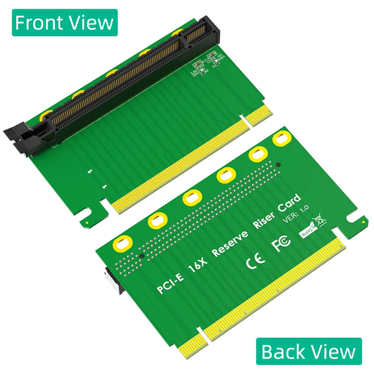 PCI-E 16X 3.0 90 Degree Reverse Male to Female Riser Card for 2U Server (Installation Direction Towards CPU)