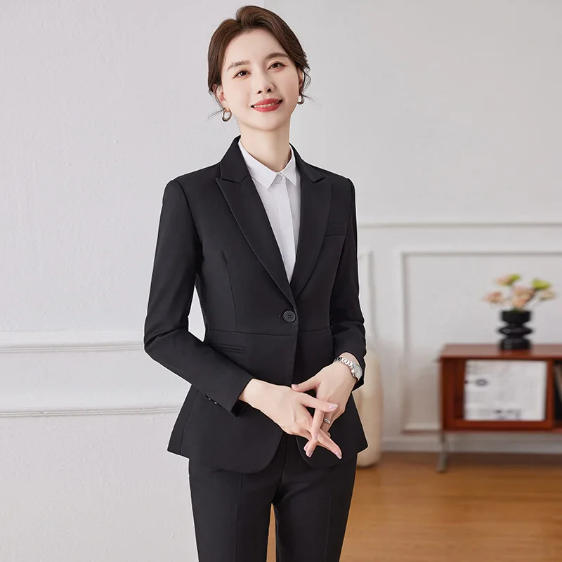 Business Suit Women's Spring and Autumn New Civil Servant College Student Interview Formal Wear Manager Work Clothes Blue Suit