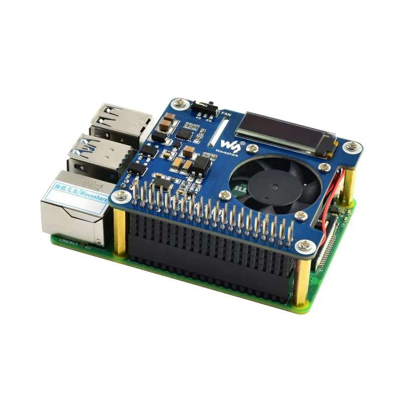 Imagem -06 - Waveshare-power Over Ethernet Hat b para Raspberry pi 3b 4b e 802.3af Rede Poe Monitor de Exibição Oled