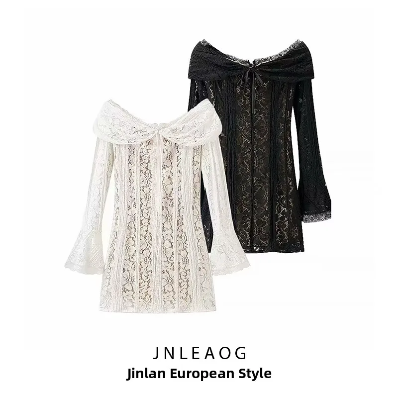 JNLEAOG Faionable ort Lace Dr Women's High Waist Straight Cut Summer Casual Long Sve Dr Ele Design Dr