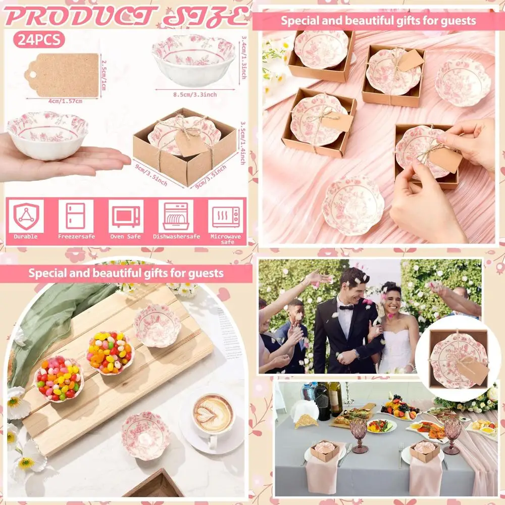 

Набор из 24 маленьких керамических чашек с цветочным узором, 3,3 см, мини-тарелочки для соусов, идеально подходят для свадьбы, вечеринки в честь рождения ребенка или дня рождения