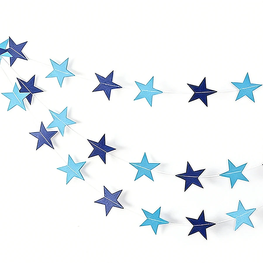 4m*7cm Glänzende Stern-Papiergirlande Banner Gold Silber Wimpelkette für Babyparty Kinderzimmer Hochzeit Hängedekoration – Detail 13