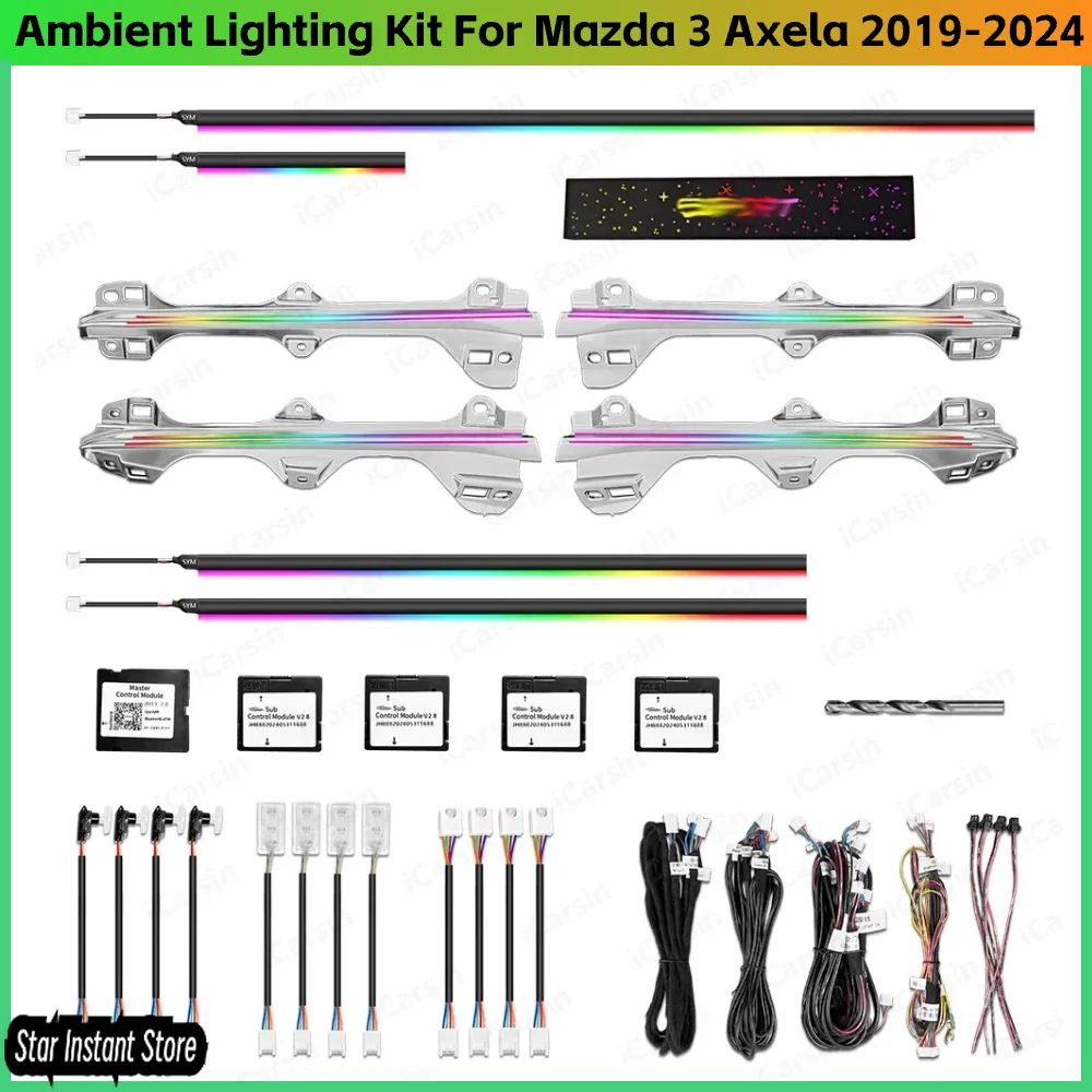 

Обновление 256 цветов Symphony Led интерьер автомобиля окружающее освещение для Mazda 3 Axela 2019-2024 аксессуары для атмосферных полос