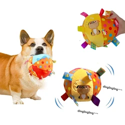 Plush Dog Vocal Toy Ball Funny Interactive Pet Toys with Bells Cleaning Tooth Chew Toy For Small Large Dogs Cats Puppy Plaything