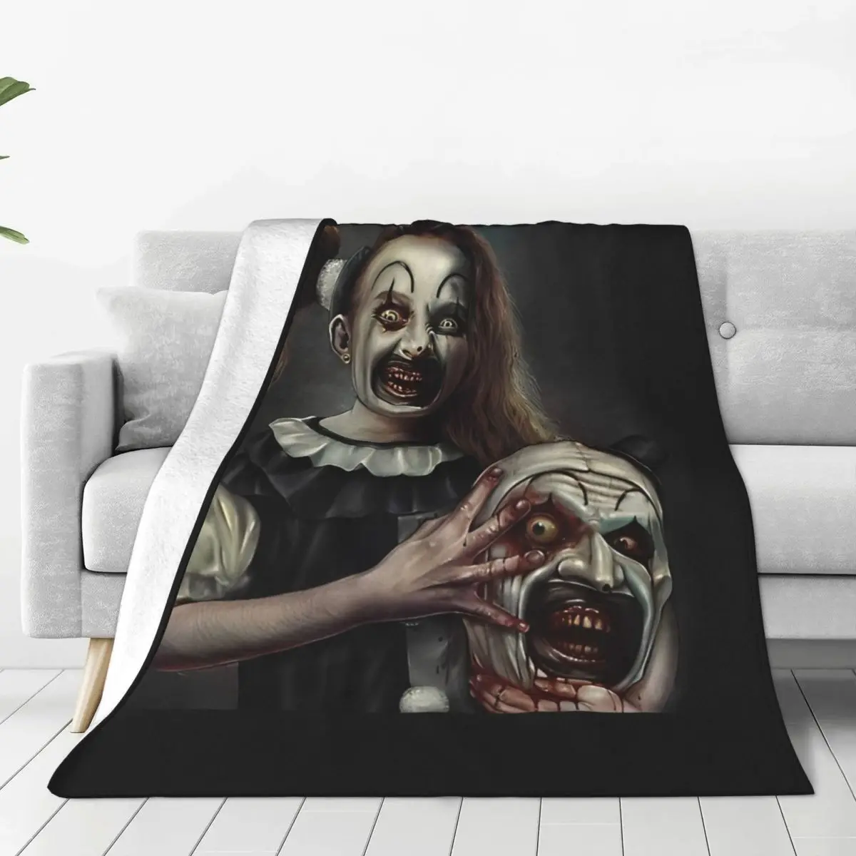 The Terrifier Art The Clown Blanket Travel Office Flannel Throw Blanket For Outdoor Super Warm Custom Quality Bedspread Gift