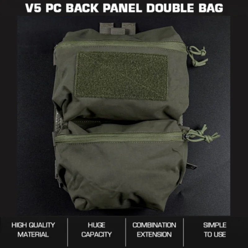 

V5 PC Tactical Back Panel Double Bag | MOLLE Compatible Double Pouch System | For Camping & Adventure Equipment