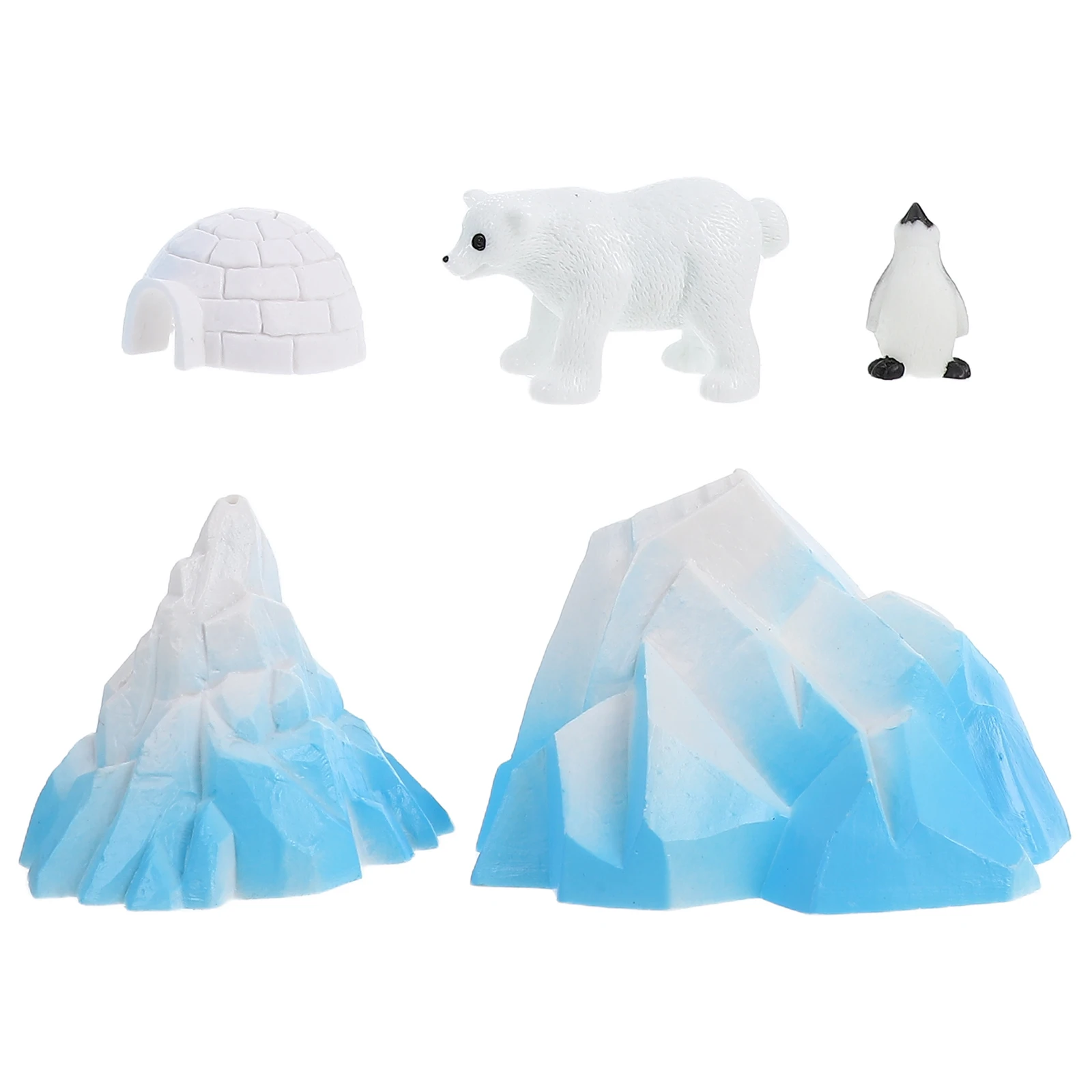

5 Pcs Mini Penguin Decor Realistic Animal Toys Iceberg Micro Landscape Figurine Statue Gardening Sculpture