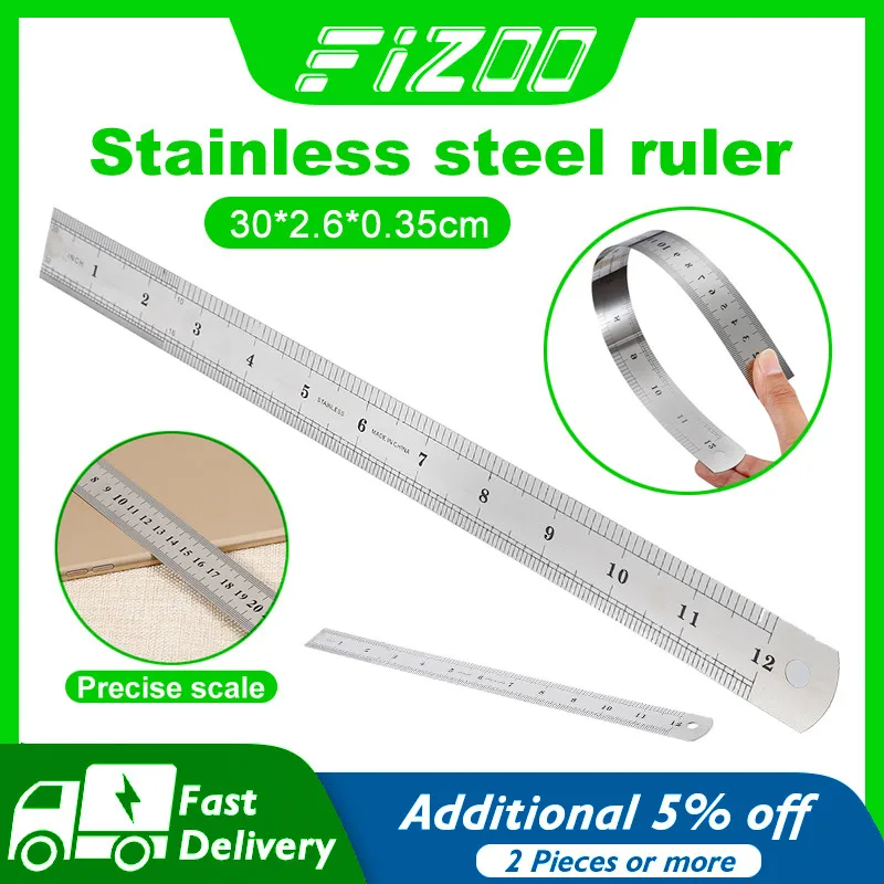 Durable Construction Ruler Double Sided Scale Drawing Tool Precise Measurement Stainless Steel Woodworking Tool High Quality